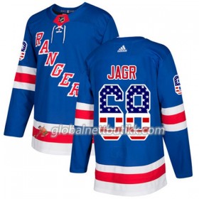 New York Rangers Hockeydrakt Jaromir Jagr 68 2017-2018 USA Flag Fashion Blå Adidas Authentic - Herre